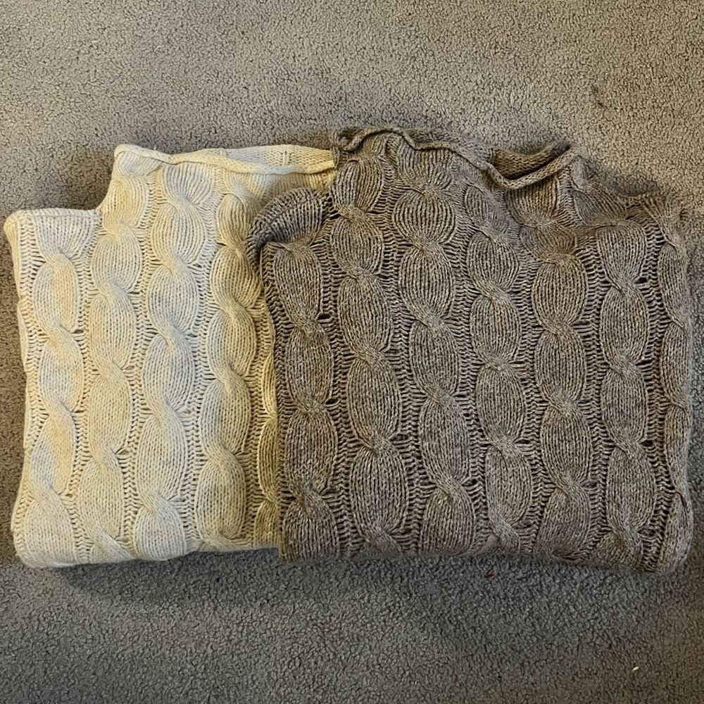Aerie Cowl Neck Sweater Set - Cream and Brown